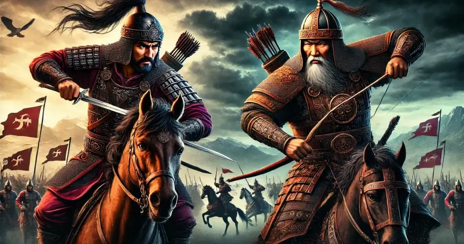 An image capturing the fierceness of Attila the Hun and Genghis Khan