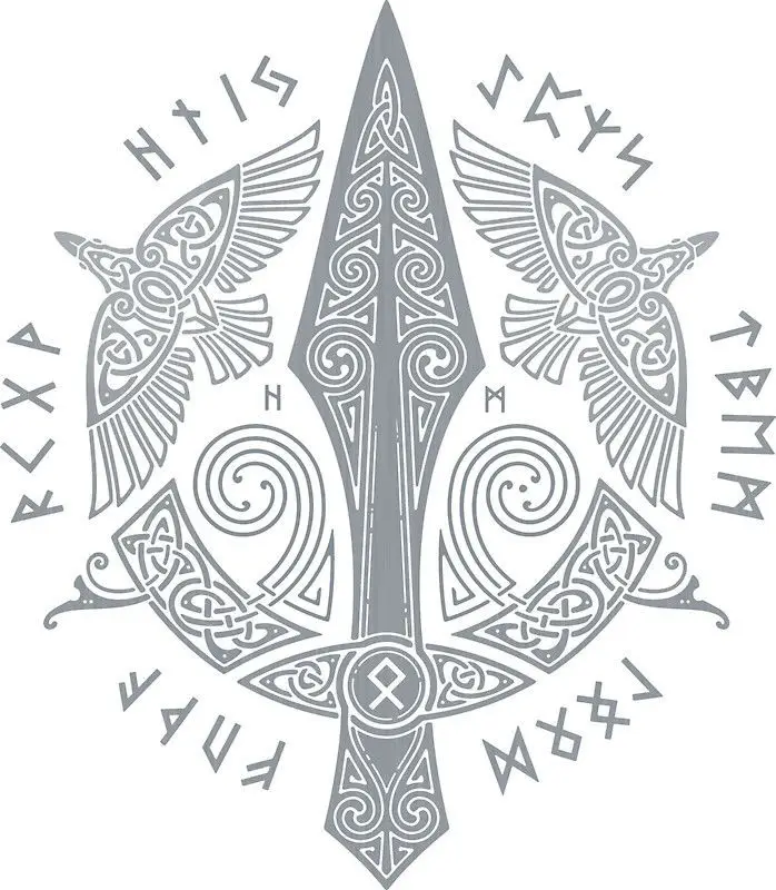 Odin's Spear -Gungnir- is a Norse symbol that symbolizes authority, and precision.