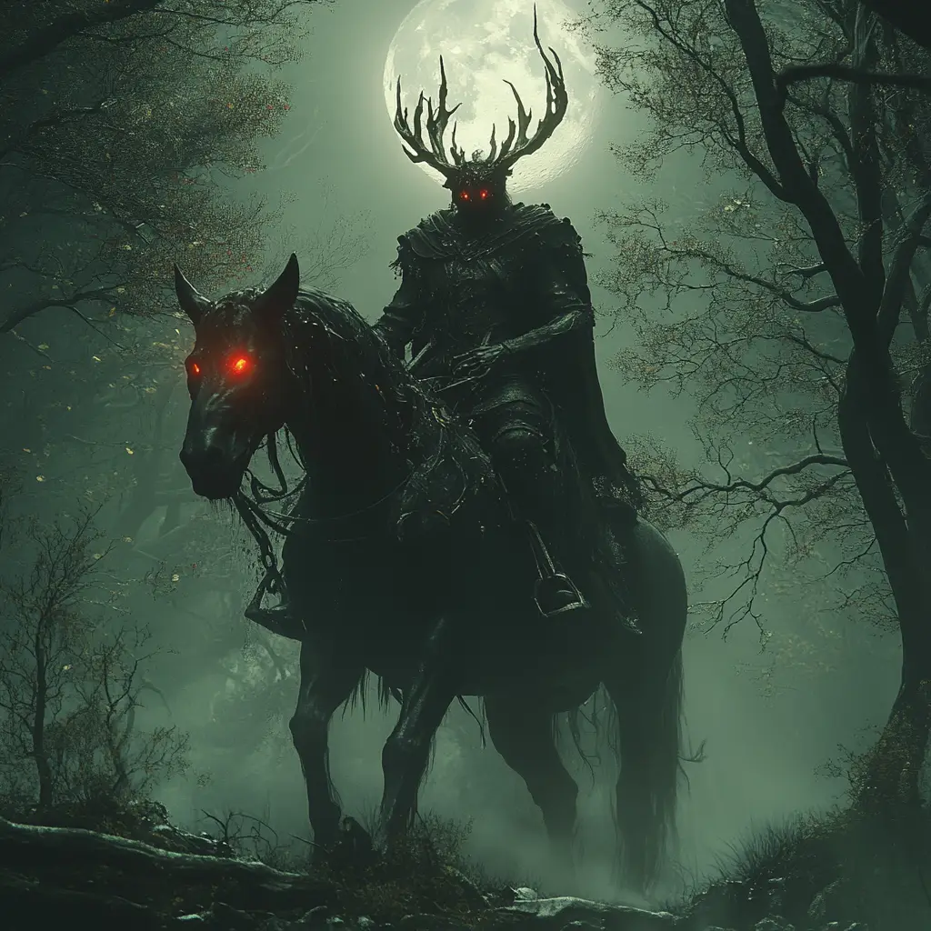 Herne the Hunter on a horse. 