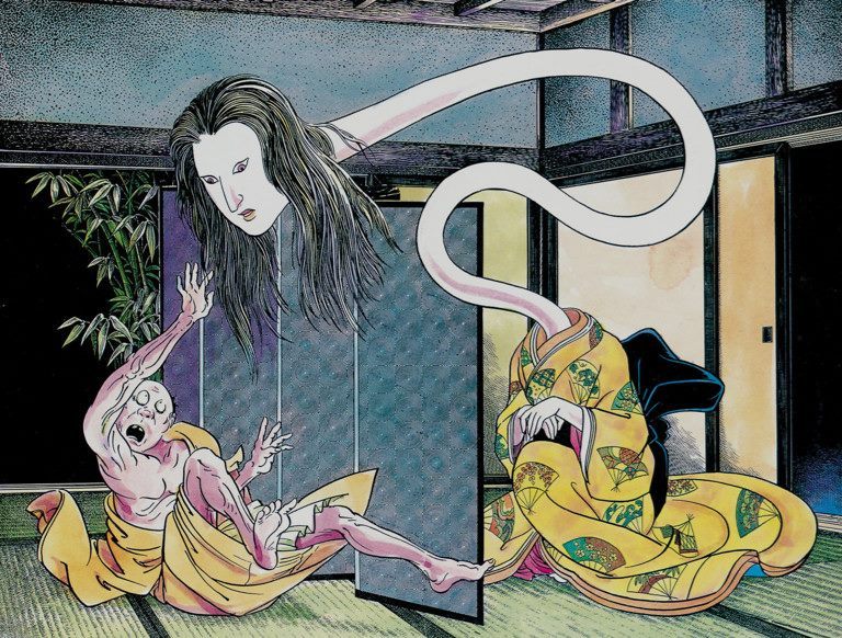 The Rokurokubi || Headless mythical creature from japan. It detaches its head from its body at night to attack victims. 