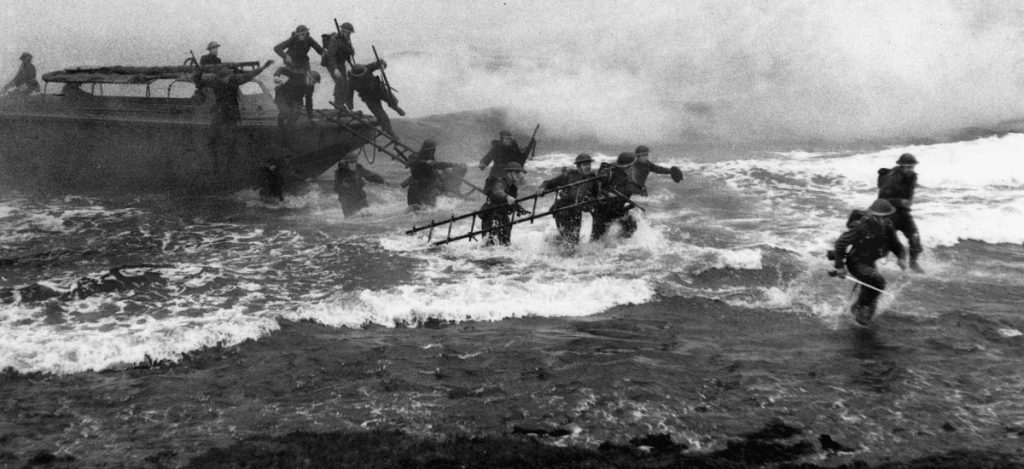 Jack Churchill is seen charging with his sword on  british commando misson in Norway. 