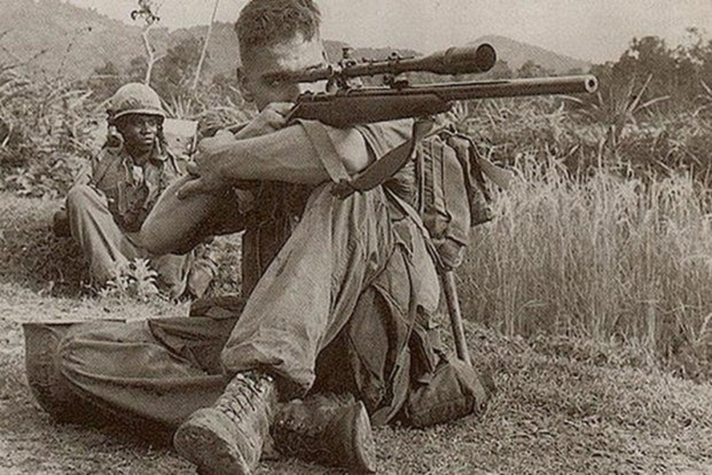 Carlos Hathcock served in the Vietnam war. He once killed a rival sniper by shooting through his own scope. 